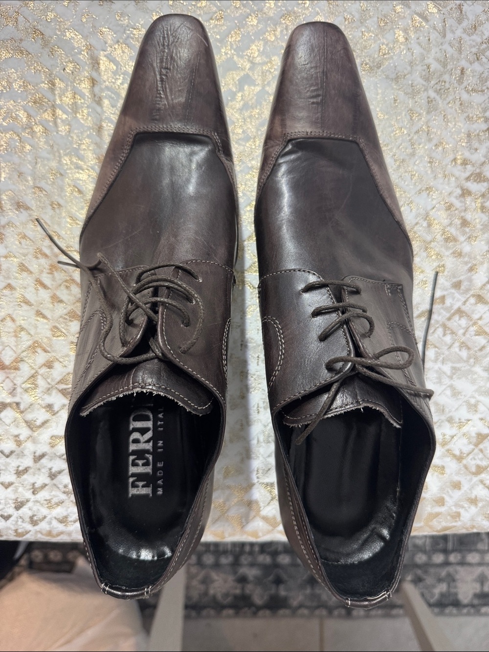 Ferrini Men’s Brown Leather Lace-Up Derby Shoes